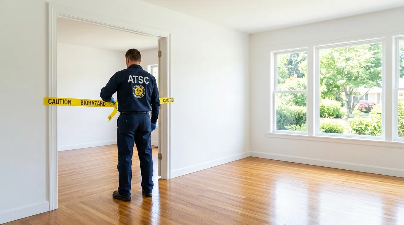 Certified biohazard cleanup crew performing Decomposition Cleanup in Massillon